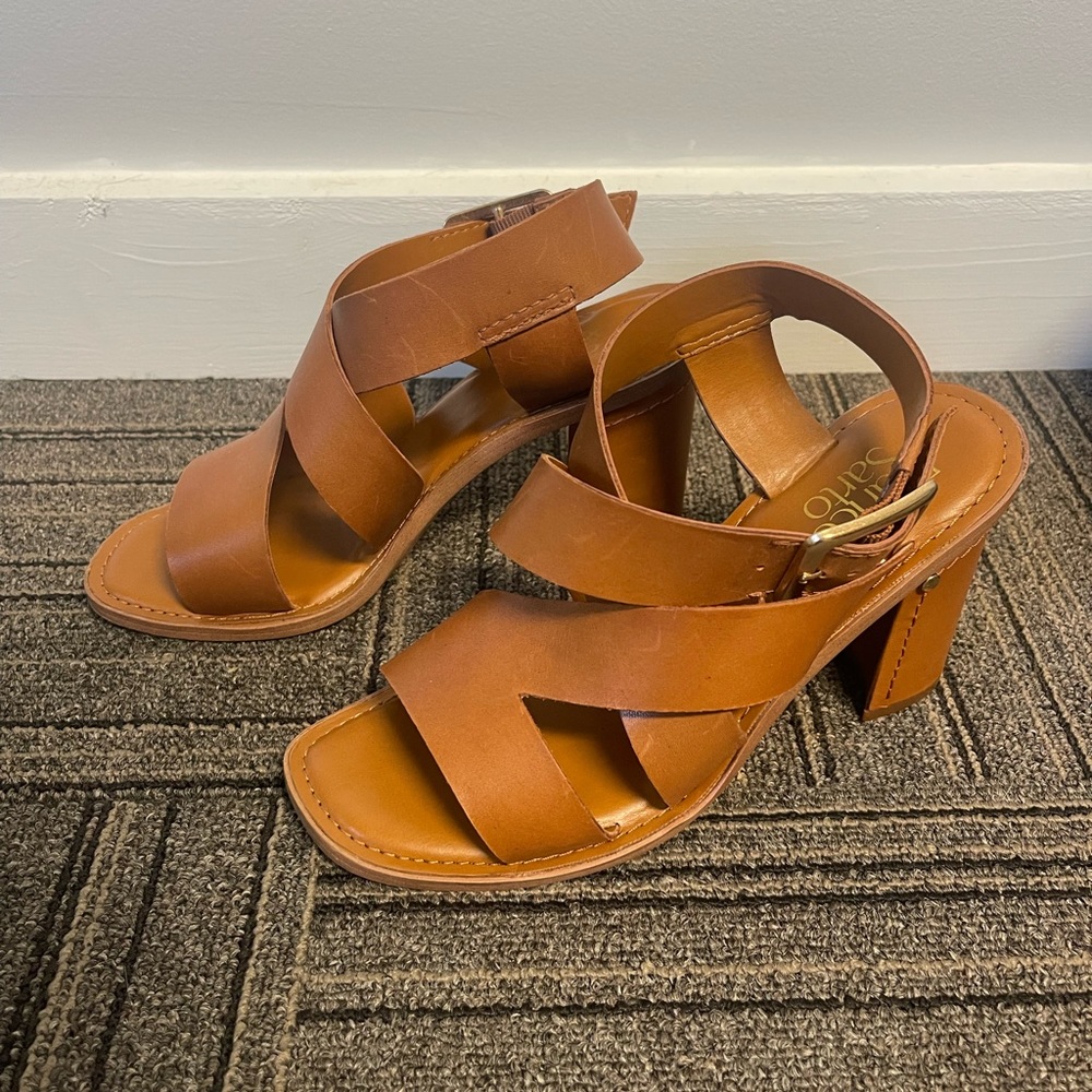 LIKE-NEW Block Heel Leather Sandal